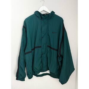 Nike Men’s White Tag Vintage Forest Green Windbreaker Logo Jacket‎ Sz XL